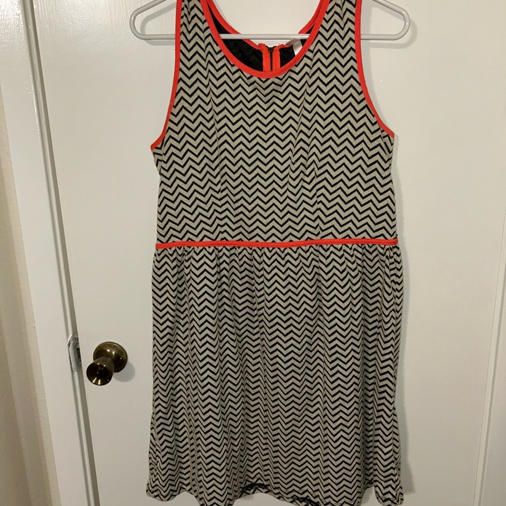Xhilaration Sleeveless Chevron Dress with Orange Trim